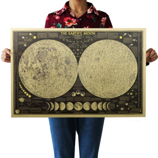 Retro plakát - Mapa Měsíce